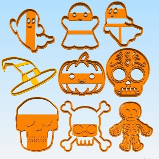 Halloween cookie cutter stamp - promo x9 3D model