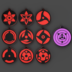 render-sharingan.png Fichier STL Porte-clés et aimant Mangekyo Sharingan・Plan imprimable en 3D à télécharger