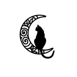 GATO-LUNA-v2.png Archivo STL Cuadro Gato Con Luna Geométrico minimalista・Objeto imprimible en 3D para descargar