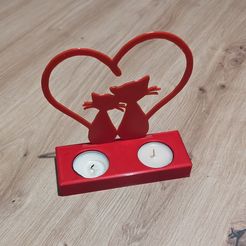PXL_20240114_190359643.MP.jpg BOUGEOIR COEUR CHATS AMOUR SAINT VALENTIN - HOLDER VALENTINE HEART CATS CANDLE