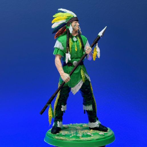 Native American Warrior with Spear - painted