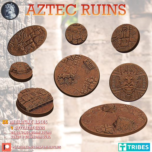 Aztecruins-1.png Archivo STL Conjunto de ruinas aztecas (Pre-apoyado)・Modelo para descargar e imprimir en 3D, admiral_apocalypse