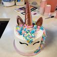 unicorn cake 3.jpg Free STL file Unicorn Cake Topper Horn and Ears・3D printing idea to download