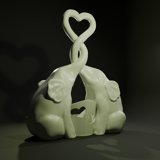 Portavelas elefantes corazon 3D model