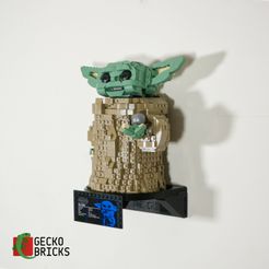 1.jpg STL file Gecko Bricks Wall Mount for Star Wars The Child 75318 Baby Yoda Grogu・Model to download and 3D print