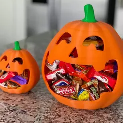 1-2.webp Free STL file Halloween Pumpkin Candy Bowl・3D print design to download