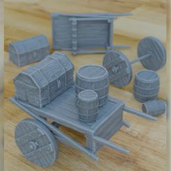 Wooden-Cart1.jpg Archivo STL 21 ARTÍCULOS DE MADERA CARRO ACCESORIOS PARA EL MEDIO AMBIENTE DIORAMA DE MESA 1/35 1/24・Modelo de impresora 3D para descargar