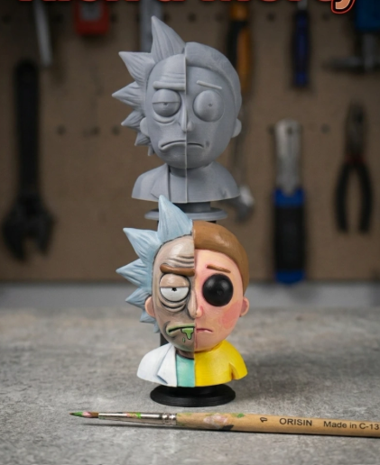 Rick and Morty Split Face Bust STL – Multiversal Collectible Sculpture