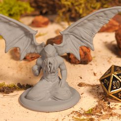 Winged Cthulhu (1).JPG Free STL file Winged Cthulhu - Tabletop Miniature・Design to download and 3D print, M3DM