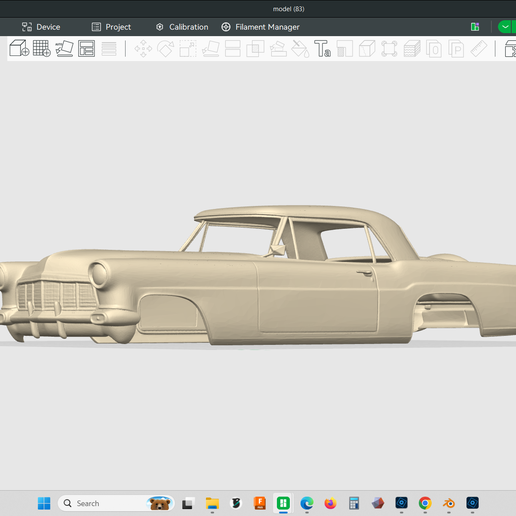 1956 Lincoln Continental Sport Coupe car model, 1/24 scale true, scalable as needed, hollow body, 3d print, stl file, resin or fdm printable