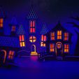 town_comp_001_nightsky.jpg 4x Scary Halloween Flat House Backlit Decoration SET