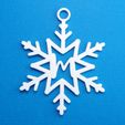 MSnowflakeInitialGiftTag3DPhoto.jpg Letter M - Snowflake Initial Gift Tag Ornament