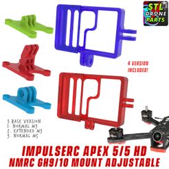 ImpulseRC-Apex-5-NamelessRC-Naked-GH10-1.jpg STL-Datei Impulserc Apex 5 / Apex 5 HD Zoll NamelessRC Naked Gopro Hero 9/10/11 Halterung・3D-Druckvorlage zum Herunterladen