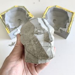 Cover.jpg STL file Mold for Concrete Low Poly Head・3D printing design to download