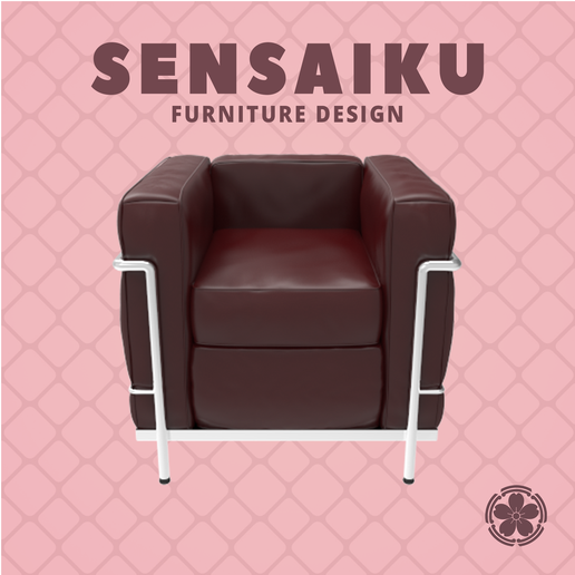 Miniature Replica 1:12 Le Corbusier 02. LC2 Chair for Miniature Dollhouse - Vitra - 3D Print Instant Download - Miniature Furniture Designer Series