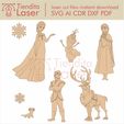 frozen-elsa-anna-olaf-kristoff-snowflakes-snow-movie-disney-laser-cut-file-vector-glowforge-1.jpg Frozen - Vecteurs pour la découpe au laser