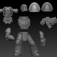 Pose3.png New style MK3 space marines squad (TRUESCALE)