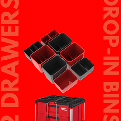 Drop-in-2-drawrs-1.png 2-DRAWER 1-2-3-4 SLOT DROP-IN COMPARTMENT BINS FOR MILWAUKEE PACKOUT