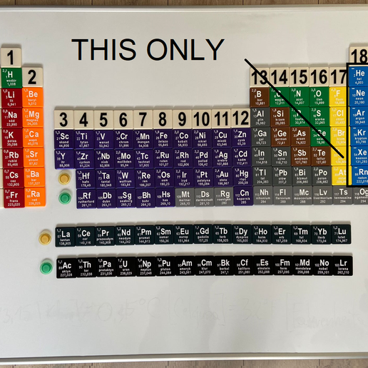 Periodic table of elements 5/12 -  noble gases, 6 element  PL 3D model