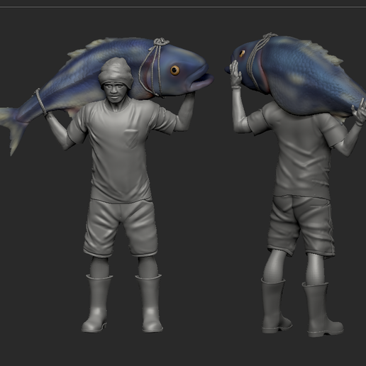 🐠 miniature figure with fish stl scale 164・ 3D File for 3D printing・Cults