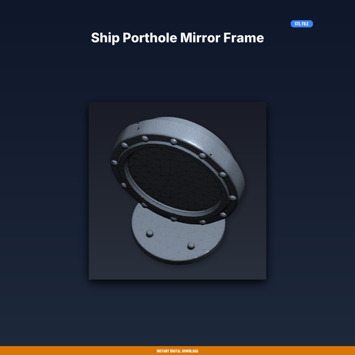 Ship Porthole Mirror Frame - 3D Printable STL File