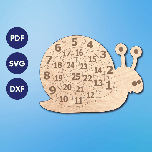 🐌 Snail numbers puzzle for kids・Archivo 3D para Mecanizado CNC - Corte ...