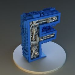 Lettre_F_Rendu_01.jpg STL-Datei Steampunk letter F・3D-druckbare Vorlage zum herunterladen