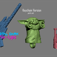 keychain.png Archivo 3D Chica mandaloriana con bebé Yoda con versión NSFW y versión miniaturas COMBO PACK・Plan imprimible en 3D para descargar