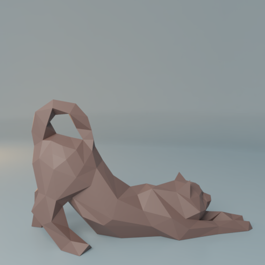 11.png Free STL file Stretching cat low poly・3D printing idea to download, Vincent6m