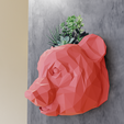 planter-low-poly-2.png panda head wall mount planter low poly pot flower vase stl 3d print file