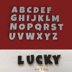 AAA.jpg 3D file LUCKY uppercase 3D letters STL file・3D printing idea to download, 3dlettersandmore