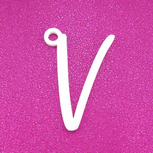 VCursiveGiftTag3DPrintPhoto1.jpg V - Cursive Gift Tag Ornament