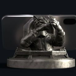 10-D.jpg 3D file Captain cat - phone holder・3D printable model to download