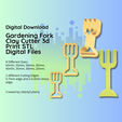 Cover-1.png Clay Cutter STL File Gardening Fork- Gardening Earring Digital File Download- 8 sizes & 2 Cutter Versions, cookie cutter