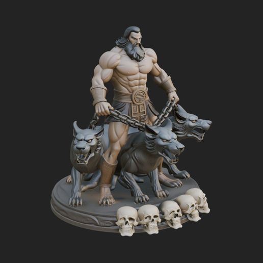 Hades with Cerberus Statue Design 3 - 3D Print Model