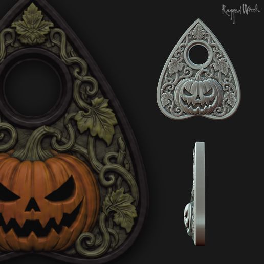 Pumpkin Ouija Planchette with Cabochon Setting – Halloween STL