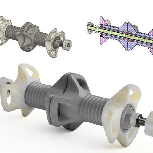 Remix - Double spool holder including central tubes for bearings - 3D model önizlemesi