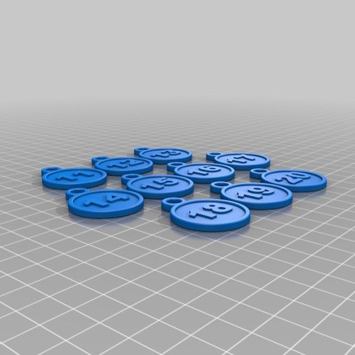 Number 11 to 20 keychain 3D model