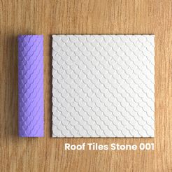 Roller_Pattern_Roof_Tiles_Stone_001_Cam01.jpg Fichier STL Roof Tiles Stone 001 | Rouleau de texture・Modèle à télécharger et à imprimer en 3D