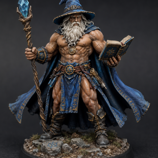 buff wizard (lifting dumbbells' and casting spells) 3D model