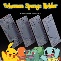 POST_PokemonSpongeHolder_002B.png Free STL file Pokemon Sponge and Detergent Holder・3D print model to download