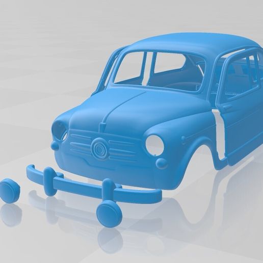 Fiat 600 D 1960 – STL Body Car Multiple Separate Parts