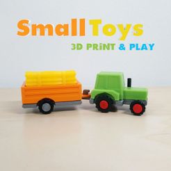 SmallToys-TractorFarm01.jpg STL file SmallToys - Farm tractor and trailer・3D print model to download