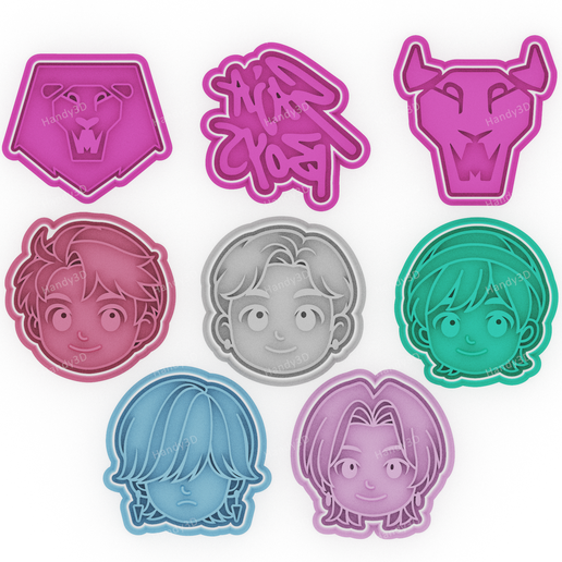 🍪 K-Pop Demon Hunters - Saja Boys Cookie Cutter & Stamp Set - 8