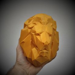 Lion1.jpg Archivo STL Cabeza de león Low Poly (IMPRIMIR FÁCILMENTE SIN APOYO)・Idea de impresión 3D para descargar, happens