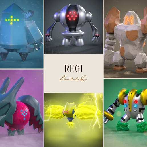 High Quality Regi Bundle - 3D Printable Miniatures STL Model For Tabletop Gaming and Display Regirock Regice Registeel Regigigas Regidrago Regieleki