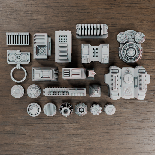 🟢 20x Sci-Fi Greebles, Greeblies for Action Figure Dioramas and ...