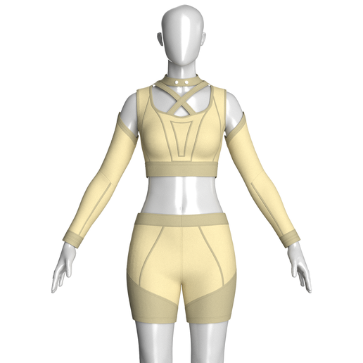 Girls Crop Top With Biker Shorts-Outfit | Marvelous / Clo3d / obj / fbx