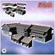 1-PREM.jpg Set of two large Asian tiled roofed buildings with two market stalls (4) - Asian Asia Oriental Angkor Ninja Traditionnal RPG Mini