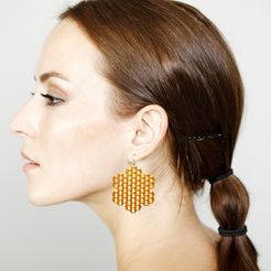 beehiveearrings1.jpg Fichier STL Boucles d'oreilles en forme de ruche・Plan à imprimer en 3D à télécharger